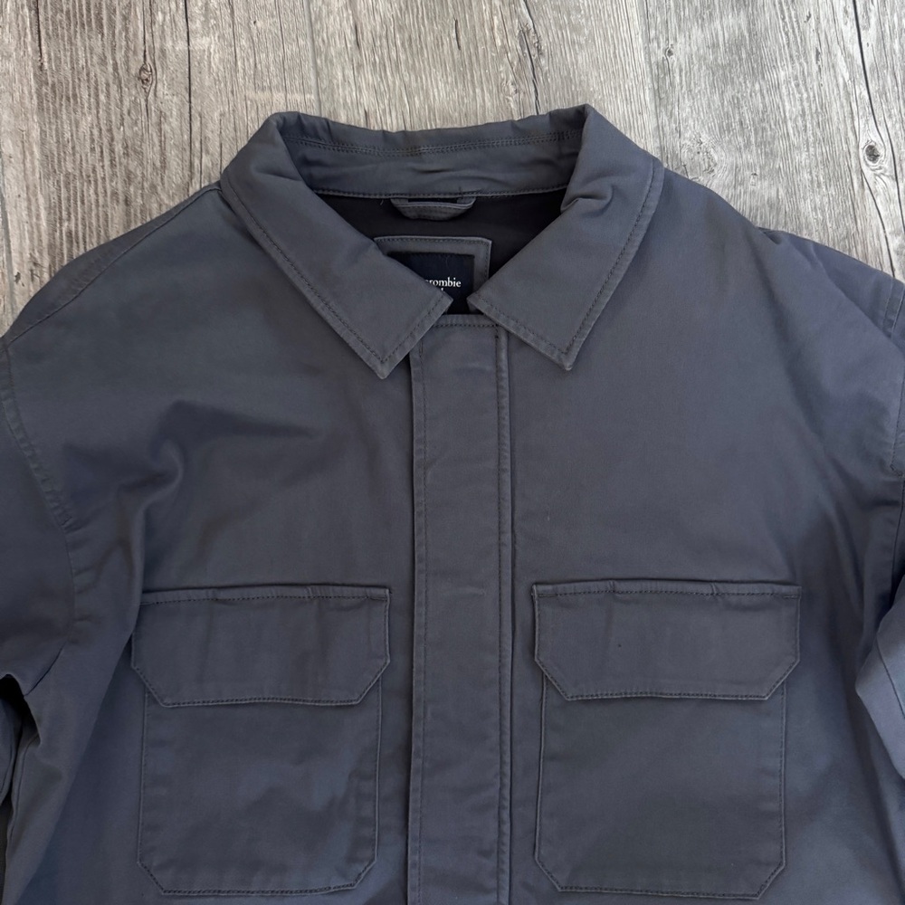 Abercrombie & Fitch Men’s Blue Grey Relaxed Stretch Twill Shirt Jacket Medium